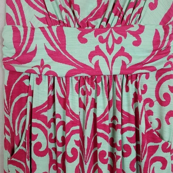 💥188 Fashionomics Strapless Pastel Green And Pink Maxi Dress - Picture 4 of 7